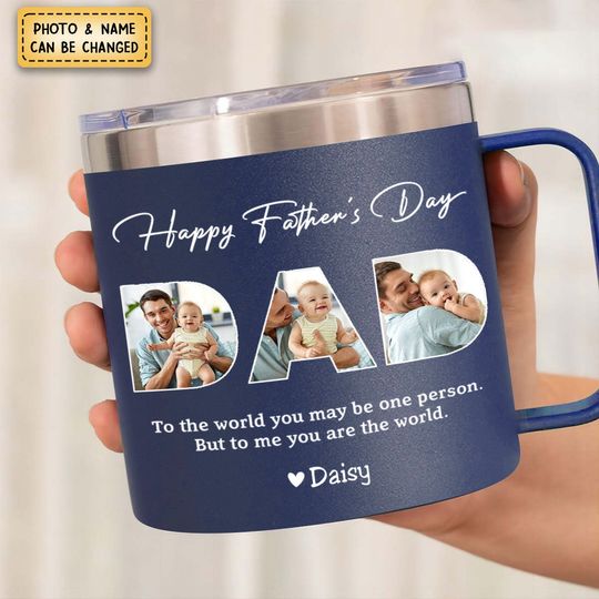 Discover Dad, To Me You Are The World - Personalized  14oz Stainless Steel Tumbler