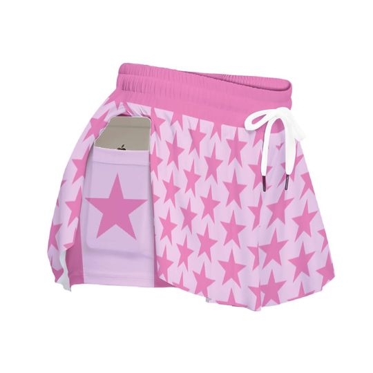 Discover Pink Star Flowy Shorts | Soft Comfy Lounge Bottoms | Trendy Ladies Shorts | Cute Gift For Her