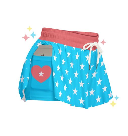 Discover American Heart Flowy Shorts | 4th of July Bottoms | Cute USA Flag Skort | Gift for Them