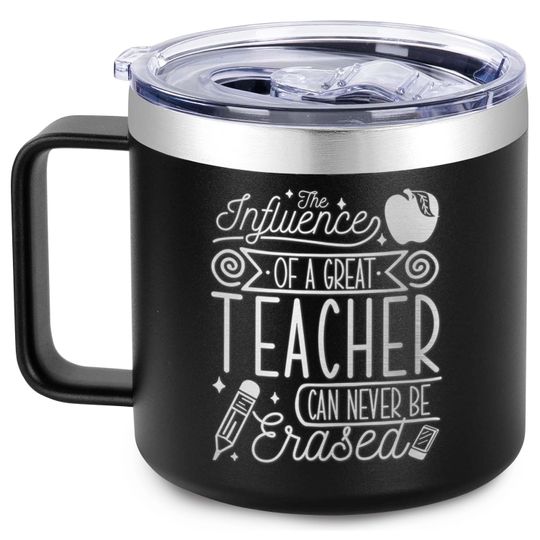 Discover The Influence of a Great Teacher Can Never Be Erased Tumbler with Handle Lid 14 oz