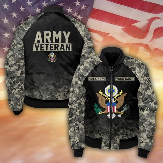 Discover Customized US Veterans Camouflage Pattern Bomber Jacket