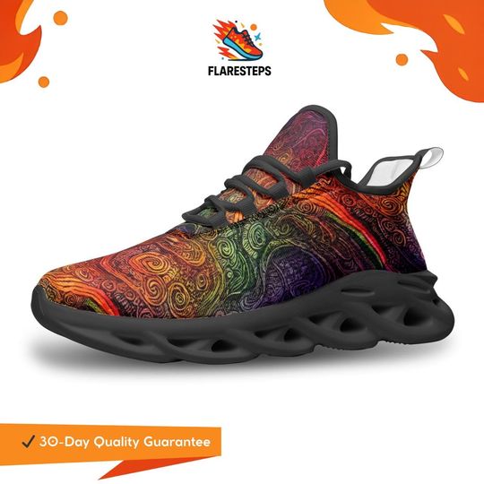 Discover Fantasy Shoes  Spiral print, vibrant unisex mesh sneakers for creative festivals