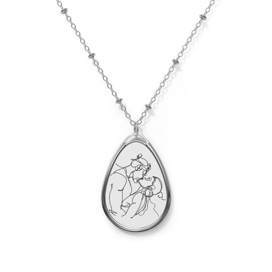 Discover Minimalist Couple Design Elegant Oval Necklace with , Personalized Jewelry Gift