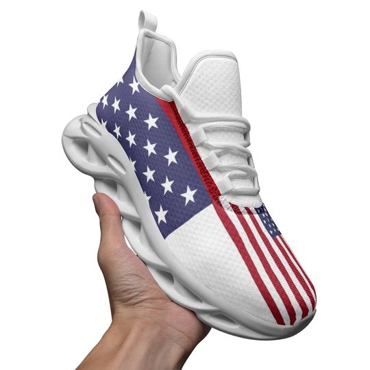 Discover Stars and Stripes American Flag Unisex Bounce Mesh Knit Sneakers - USA - United States of America