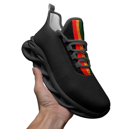 Discover Red Gold And Green Rasta Unisex Bounce Mesh Knit Sneakers
