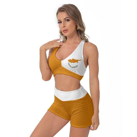 Discover Cyprus Top, Shorts Set, Women, Teens, Sports Bra, Women's Short Sport Bra Suits