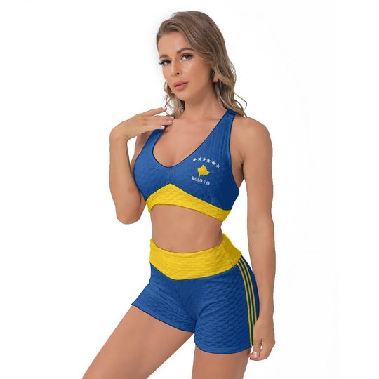 Discover Kosovo Women's Sports Bra, Shorts, Suit, Gifts, Kosovo Flag Women's Short Sport Bra Suits