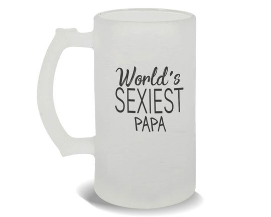 Discover Worlds Sexiest PAPA Frosted Beer Mug Gift Family Birthday Christmas Grandfather Grandpa