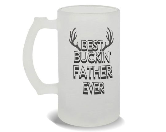 Discover Best Buckin FATHER Ever Frosted Beer Mug Gift Hunt Hunter Birthday Deer Dad