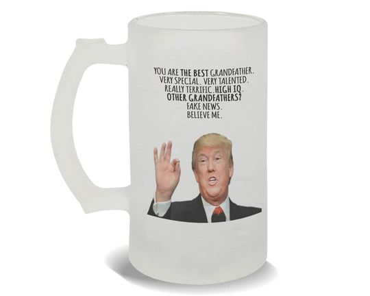 Discover Gift for GRANDFATHER Frosted Beer Mug Gift Donald Trump Best GRANDFATHER Funny Fathers Day