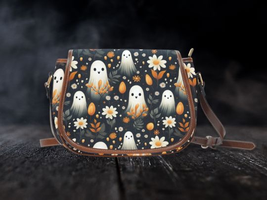 Discover Halloween Purse Boho Bag Floral Ghosts Gift Cute Women Cross Body Purse