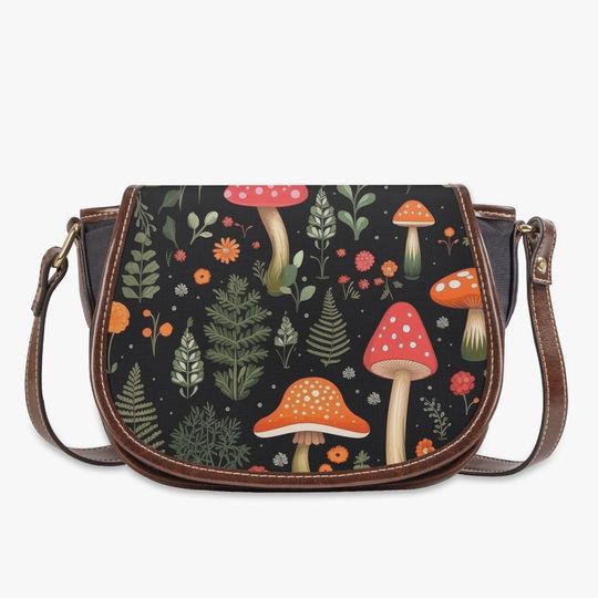 Discover Mushroom Magical Forest Flap Saddle Bag