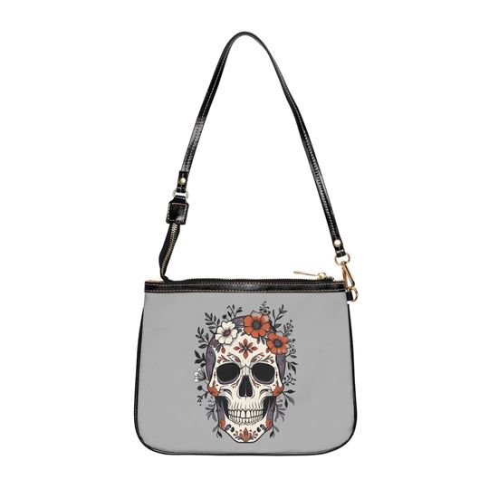 Discover Gothic Floral Skull Small Shoulder Bag, Casual Purse, Festival Accessory