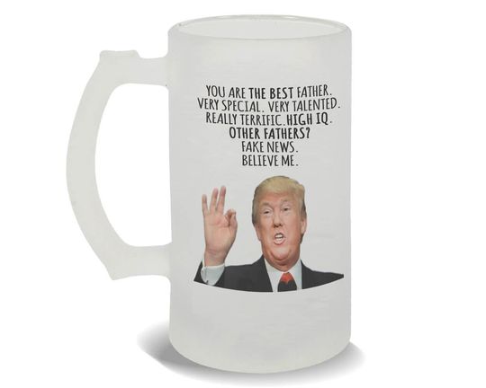 Discover Gift for FATHER Frosted Beer Mug Gift Donald Trump The Best FATHER Funny Fathers Day