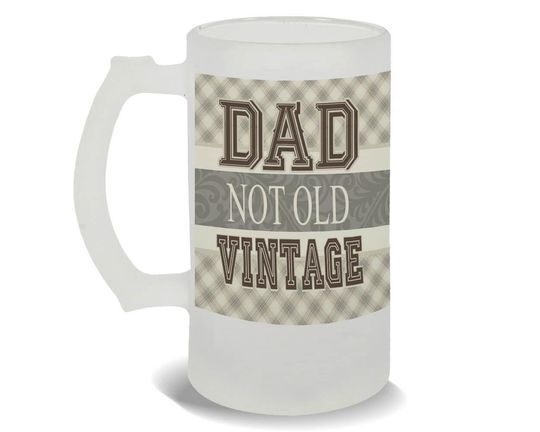 Discover Dad not Old Vintage Frosted Beer Mug Gift Fathers Day Daddy Mug Funny