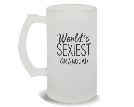 Discover Worlds Sexiest GRANDDAD Frosted Beer Mug Gift Family Birthday Christmas Grandpa