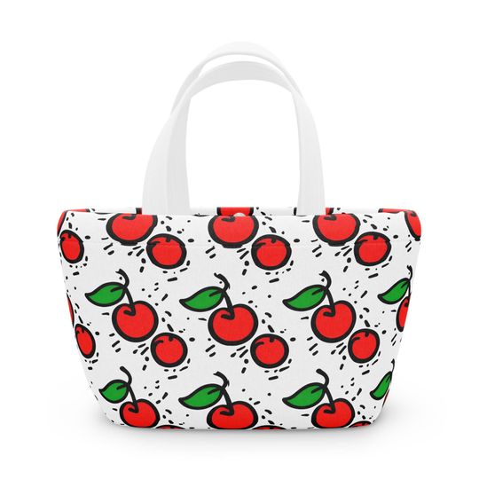 Discover Cherries Lunch Bag, Fruit Tote, Cute Food Container, Insulated Cooler
