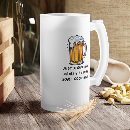 Discover Frosted Glass Beer Mug 16 oz, Husband Gifts, Boyfriend Gifts, Funny Birthday Gifts