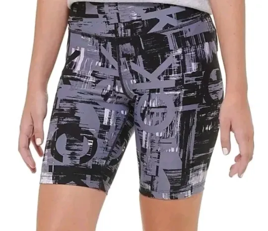 Discover Calvin Klein Women's M Shorts Logo 7" inseam Bike Short Gray Black XS