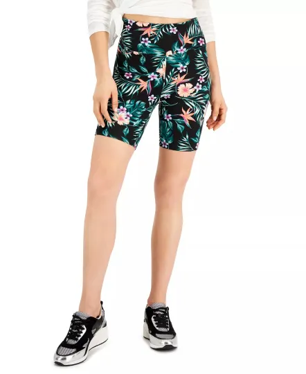 Discover INC International Concepts Tropical-Print Bike Shorts Tropical Floral Small