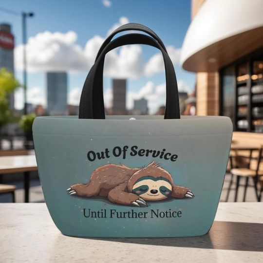 Discover Sleepy Sloth Out of Service Until Further Notice Lunch Tote, Insulated Tote, Lunch Bag