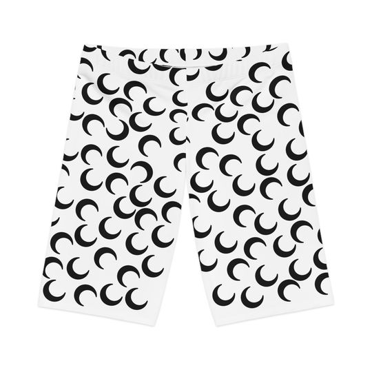 Discover Crescent Moon Women's Bike Shorts, Night Sky Cycling Shorts, Celestial Bike Bottoms, Lunar Phase Spandex Shorts, Designed by CWC