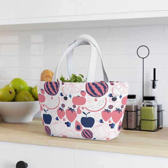 Discover Fruit Pattern Lunch Bag, Stylish Insulated Tote for Kids & Adults
