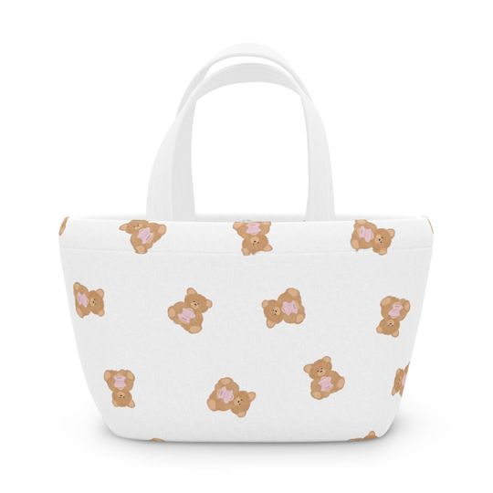 Discover White Teddy Bear Waterproof Lunch Bag | Neoprene Bento Box