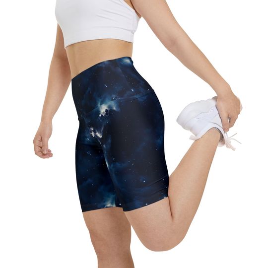 Discover Cosmic Galaxy Workout Shorts for Women, Stylish Gym Shorts, Fitness Apparel,  Biker Shorts