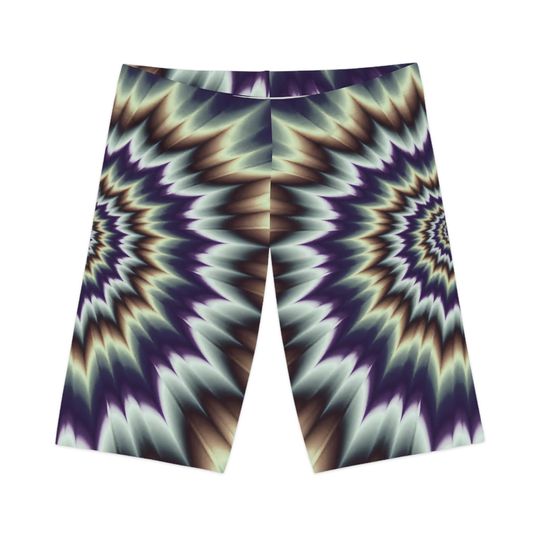 Discover Trippy Women's Bike Shorts, Psychedelic Cycling Shorts, Festival Outfit, Graphic Print Yoga Wear