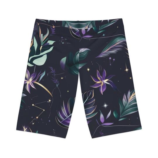 Discover Floral Bike Shorts, Women's Printed Cycling Shorts, Summer Activewear, Outdoor Sports Shorts