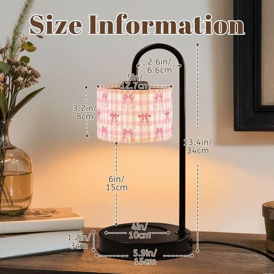 Discover Coquette Pink Bows Candle Warmer Lamp | Pink Ribbon Shade | Feminine Home Decor Gift