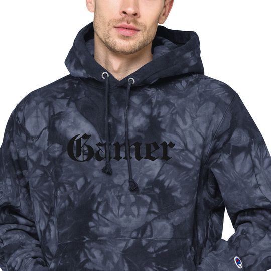 Discover Gamer Embroidered Unisex Champion tie-dye hoodie, Gaming Clothing Gift