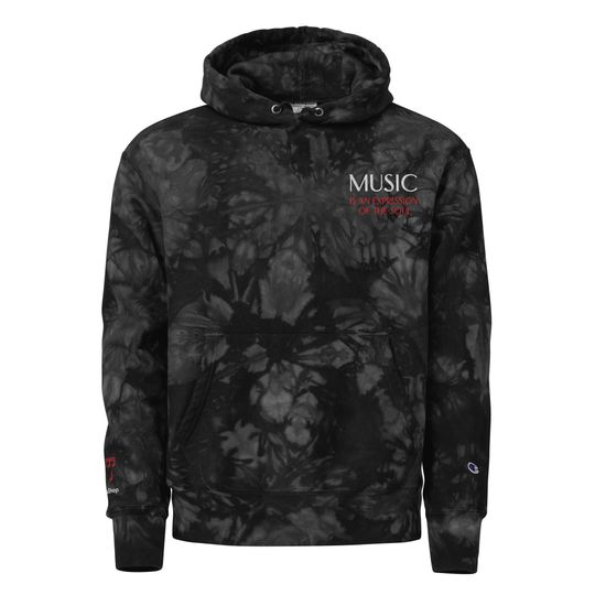 Discover MUSIC is an Expression & Sleeve Notes Embroidered Unisex tie-dye hoodie