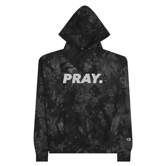Discover Pray Embroidered Unisex Champion tie-dye hoodie