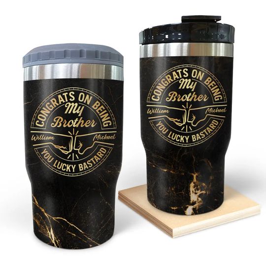 Discover          Congrats On Being My Brother You Lucky Man - Personalized Triple 3 In 1 Can Cooler       
