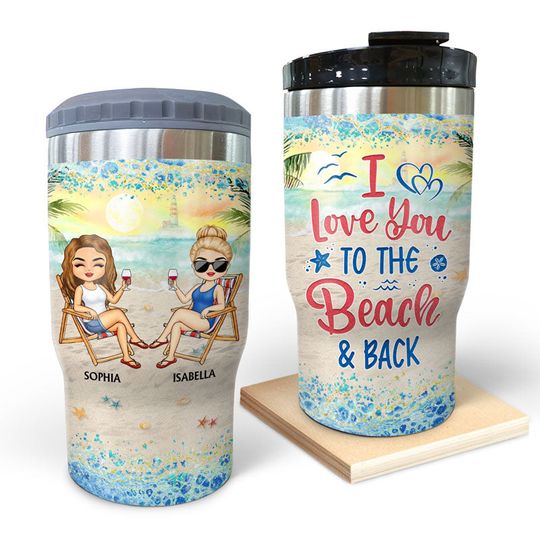 Discover          I Love You To The Beach And Back Best Friends - Bestie BFF Gift - Personalized Custom Triple 3 In 1 Can Cooler       