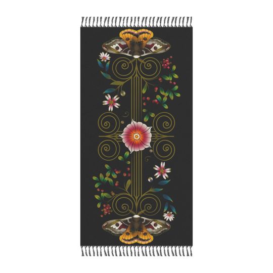 Discover Boho Beach Towel emperor moth| Vibrant Floral Design, Ideal for Summer Days