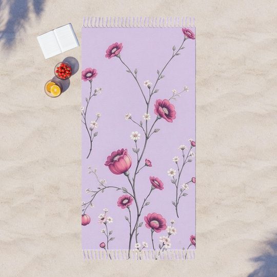 Discover Boho Beach Towel - Floral Print, Summer Essential, Poolside Decor, Bohemian Style, Gift for Her, Beach Lover