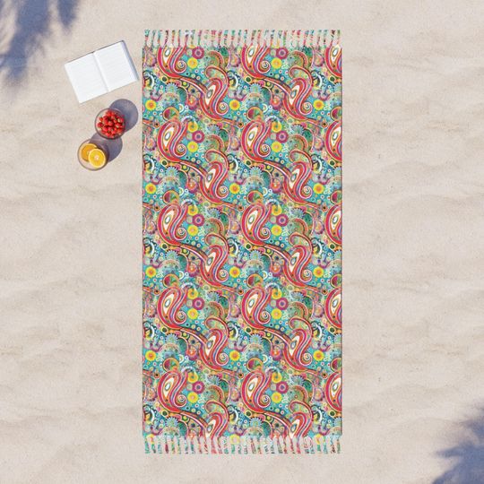 Discover Beach Towel, Paisley Print Boho Towel, Boho Beach Cloth, Beach Blanket, Boho Picnic Mat, Travel Towel, Large Beach Wrap, Swim Cover Up,
