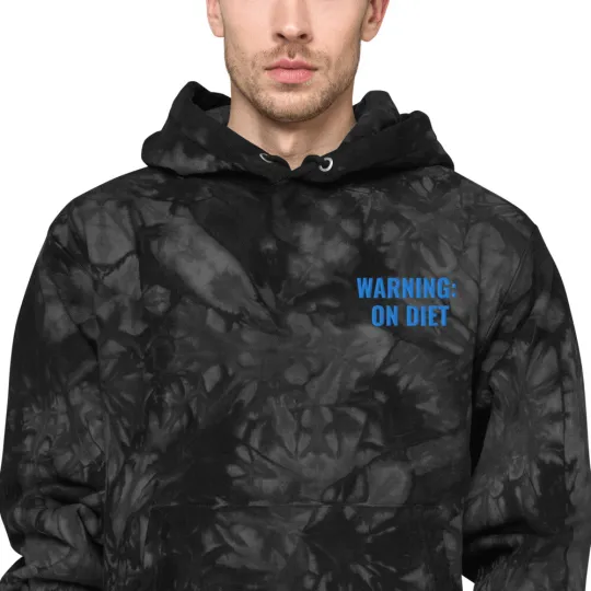 Discover Warning On Diet - Embroidered Unisex Tie-Dye Hoodie - Gym Holiday Gift