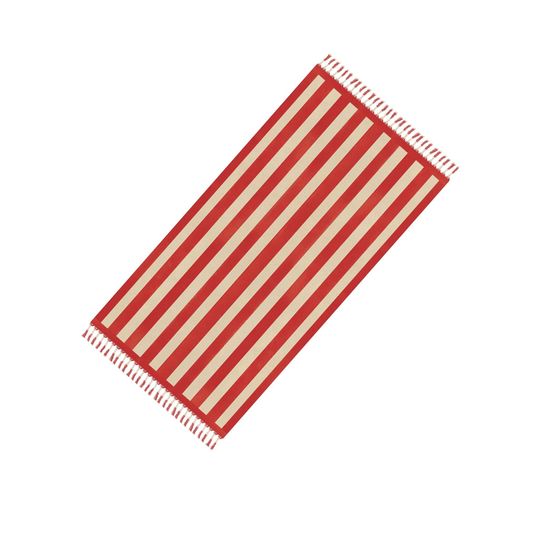 Discover Red Striped Boho Beach Blanket, Boho Blanket with Tassels, Striped Boho Towel=