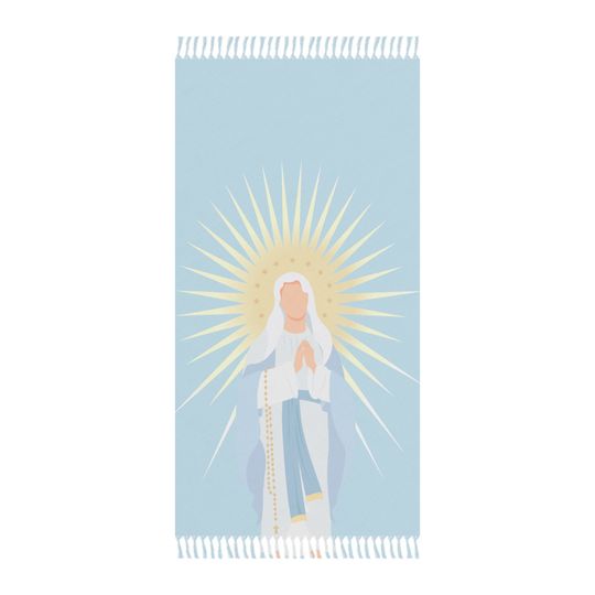 Discover Blessed Mother Boho Beach Cloth, our Lady Beach Cloth, Catholic Beach towel