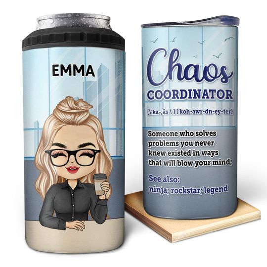 Discover          Chaos Coordinator - Funny, Anniversary, Birthday Gifts For Colleagues, Coworker, Manager, Boss - Personalized Custom 4 In 1 Can Cooler Tumbler       