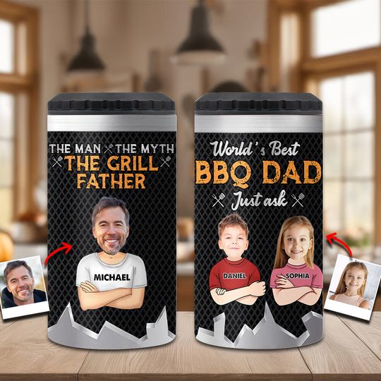Discover The Man The Myth The Grill Father - Personalized Father Can Cooler