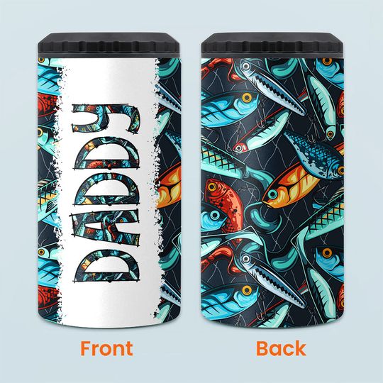 Discover Reel Cool Dad - Fishing gift for dad, grandpa, him, husband - Personalized Can Cooler