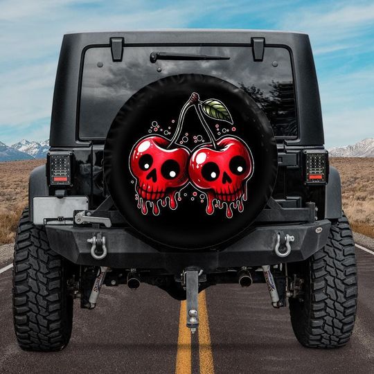 Discover Spare Tire Cover with Halloween Cherry coquette, Red Halloween