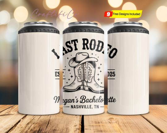 Discover Custom Last Rodeo Bachelorette PNG Can Cooler Cowgirl Bachelorette Party Favors Nashville