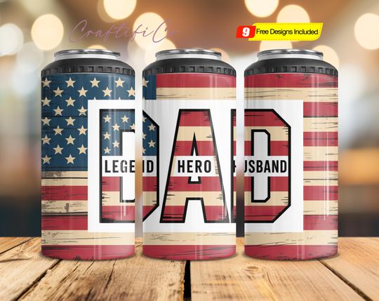 Discover Dad 4 in 1 Can Cooler Wrap PNG Design Fathers Day 4in1 Can Cooler Sublimation TumblerDownload