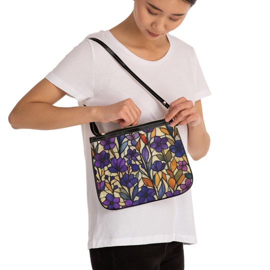 Discover Flower Pattern Small Shoulder Bag, Floral Crossbody Purse, Spring Sling Bag